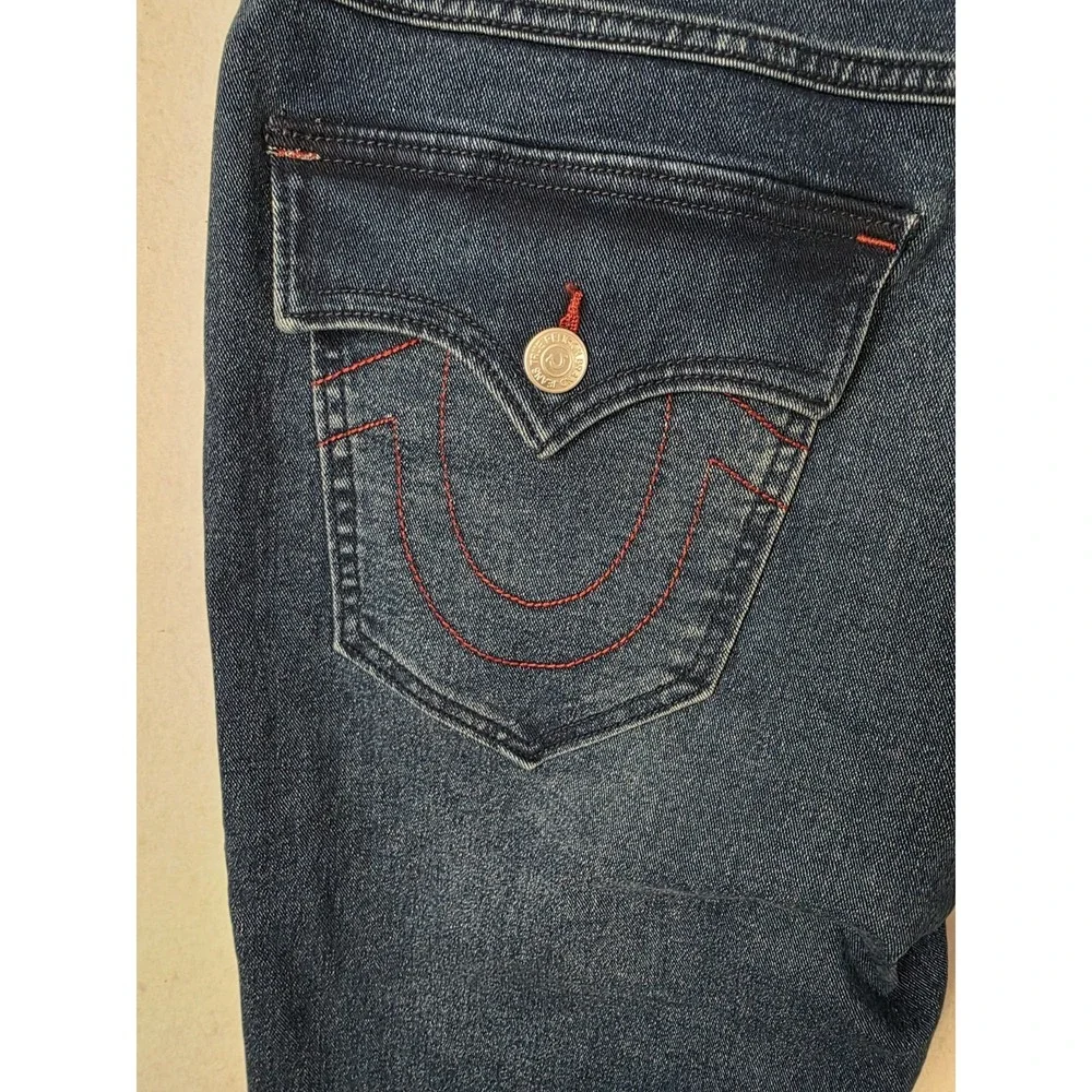True Religion Ricky Relaxed Straight Red Stitch Flap Pockets Size 34x32 St701180